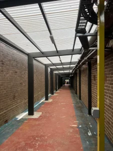 Completed covered walkway with lighting installation at St Maroun's College, Marrickville