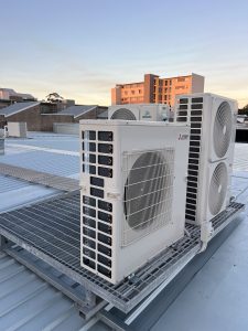 Rooftop air conditioning unit electrical connection by Hassett Electrical in Rosebery